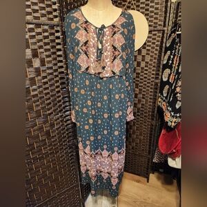 Knox Rose Teal and Pink Long Sleeve Dress